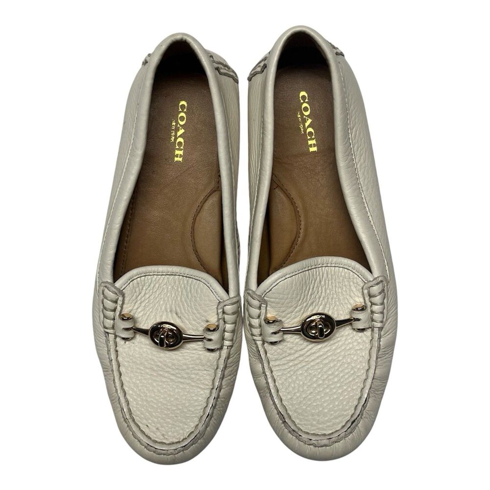 Coach White Leather Arlene Loafer Flats Size 8
